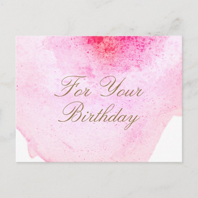 Postale Carte cadeau d'anniversaire aquarelle abstraite ro (Devant)
