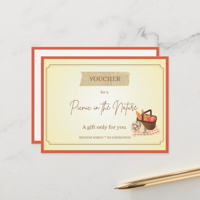 Postale Carte cadeau drôle 'Pique-nique' (Devant/Arrière en situation)