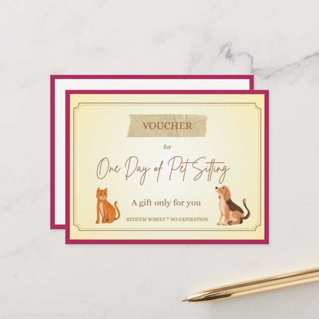Postale Carte cadeau 'Garde d'animaux' drôle (Devant/Arrière en situation)