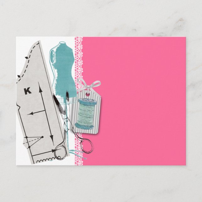 Postale Carte cadeau mannequin habillage motif couture cou (Devant)