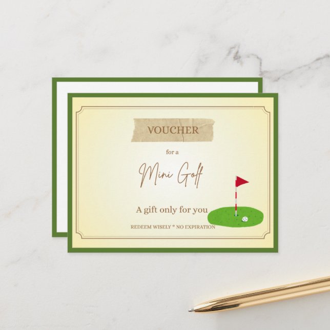 Postale Carte cadeau 'Mini Golf' drôle (Devant/Arrière en situation)