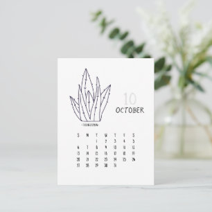 Postale Carte Calendrier Cactus 2024 personnalisable d'oct