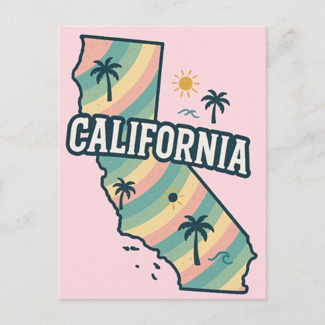 Postale Carte California Illustrated Bold Colorful Postcar (Devant)