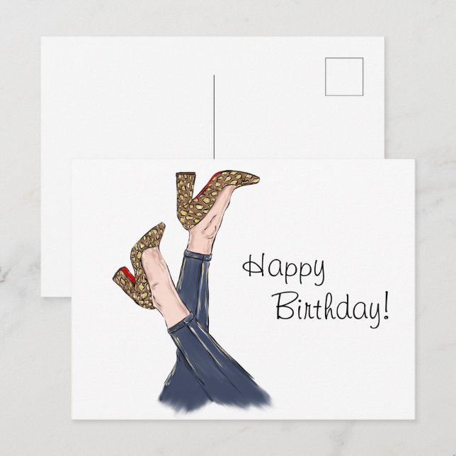 Postale Carte - Carte d'anniversaire - Joyeux anniversaire (Devant / Derrière)