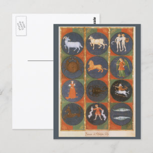 Postale Carte céleste vintage, carte astrologique du zodia