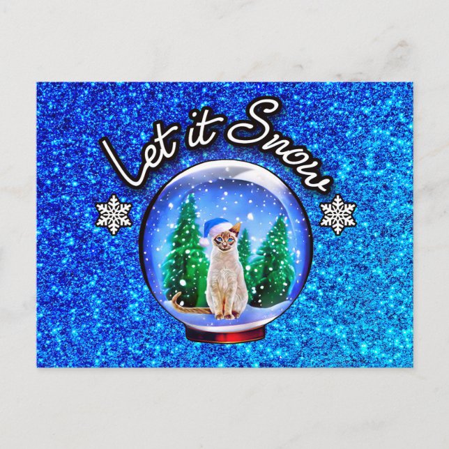Postale CARTE CHAT DE NEIGE NOËL Merci/Bienvenue/INVITATIO (Devant)