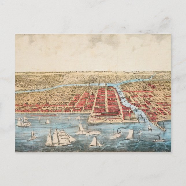 Postale CARTE : CHICAGO, c1857 (Devant)