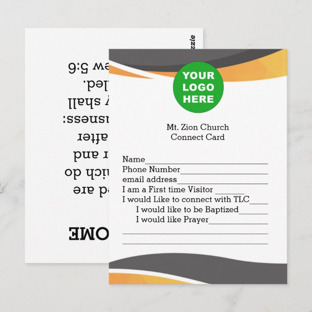 Postale Carte Church Guest Connect avec logo (Devant / Derrière)