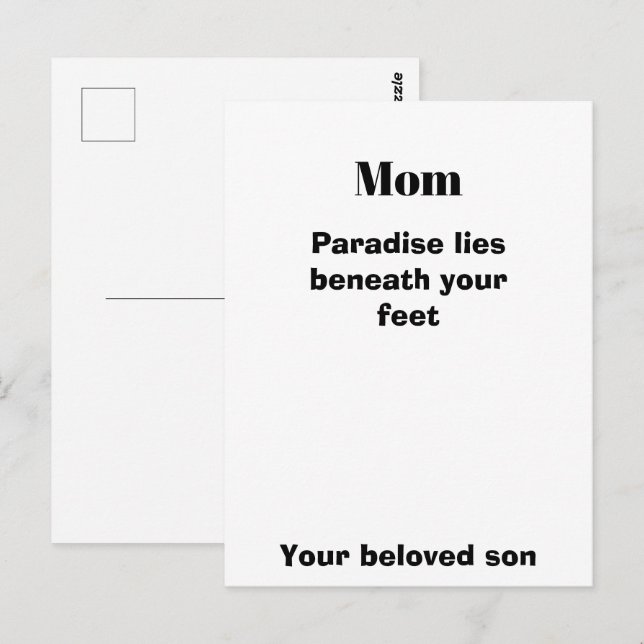 Postale Carte citation pour maman (Devant / Derrière)