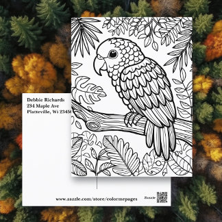 Postale Carte Color Me | Amazon Parrot