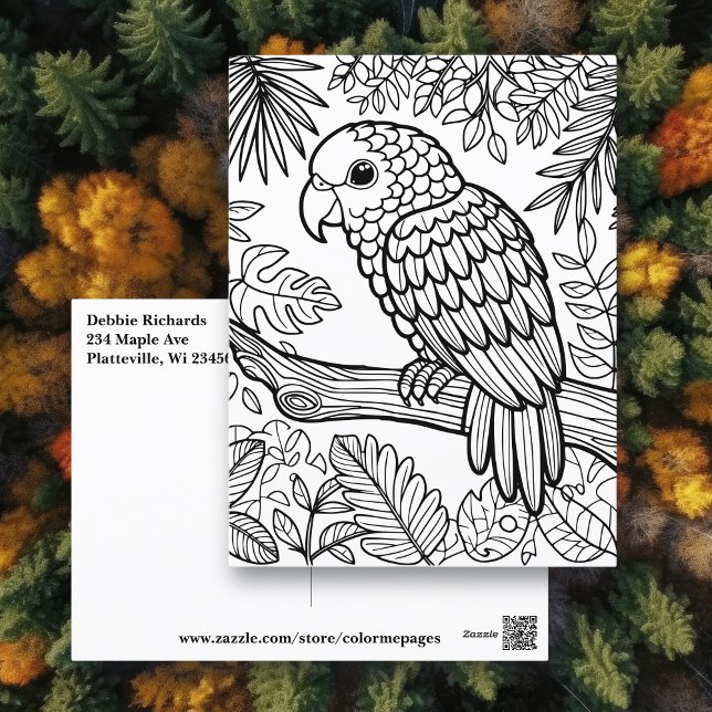 Postale Carte Color Me | Amazon Parrot (Créateur téléchargé)