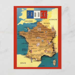 Postale Carte colorée de France
