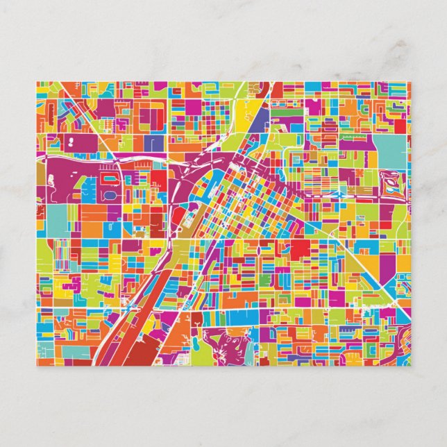 Postale Carte colorée de Las Vegas, Nevada (Devant)