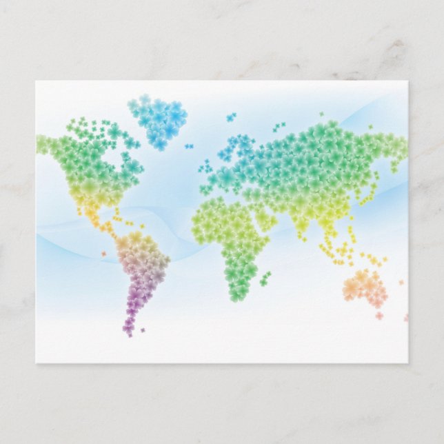 Postale Carte colorée du monde du trèfle (Devant)