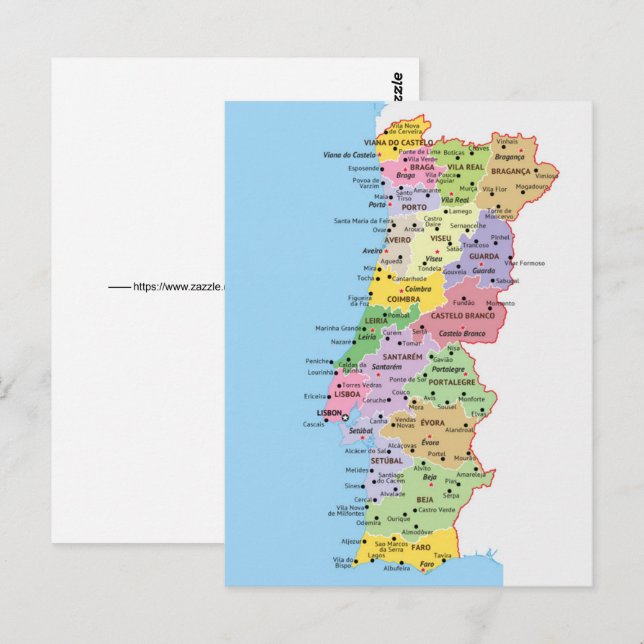 Postale Carte colorée du Portugal (Devant / Derrière)