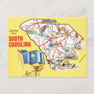 Postale Carte colorée vintage de Caroline du Sud
