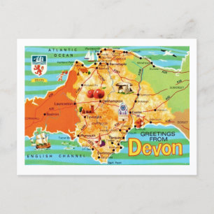 Postale Carte colorée vintage de Devon Angleterre Carte po