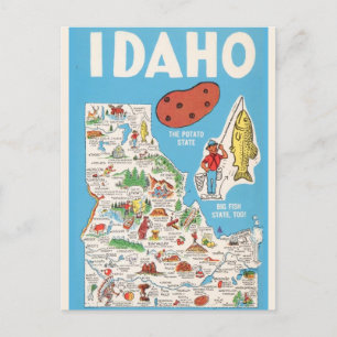 Postale Carte colorée vintage de l'Idaho