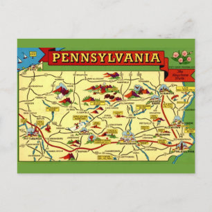 Postale Carte colorée vintage de Pennsylvanie 