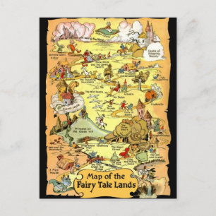 Postale Carte colorée vintage des Terres de contes de fées