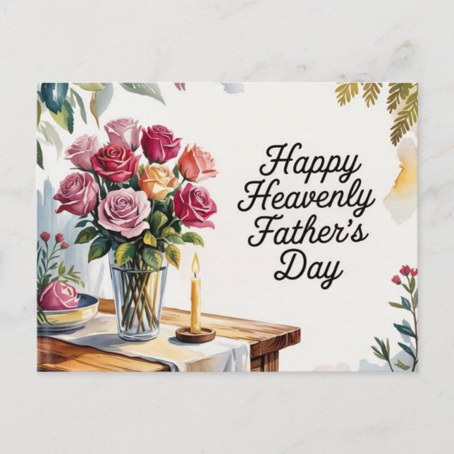 Postale Carte commémorative florale de la fête des pères c (Devant)