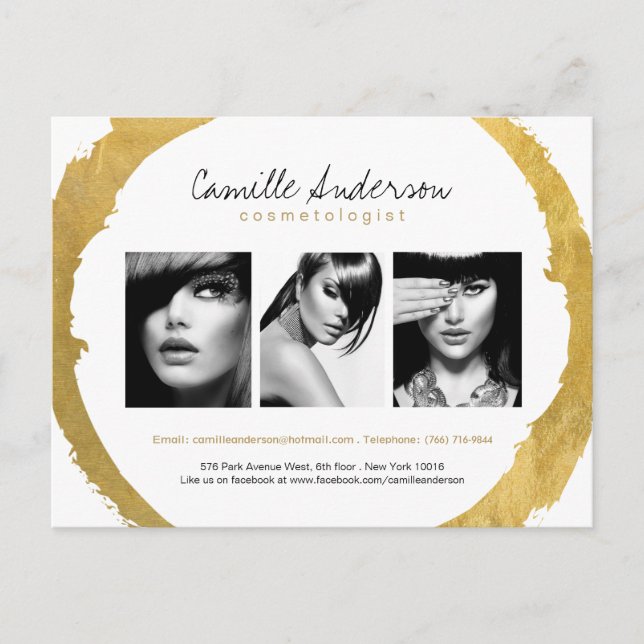Postale Carte comp d'art moderne Gold et White Maquillage (Devant)