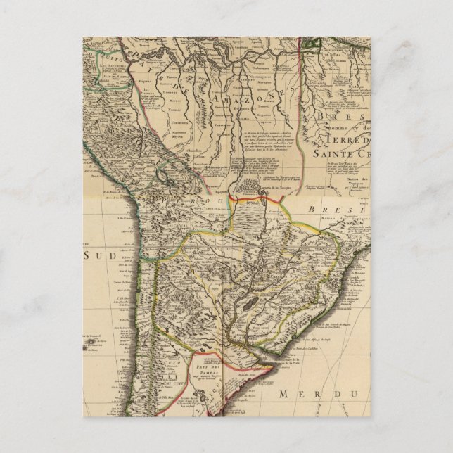 Postale Carte composite de l'Amérique du Sud (Devant)