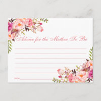 Carte conseil Baby shower rose floral