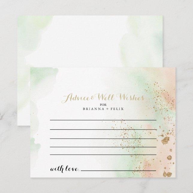 Postale Carte conseil Mariage Watercolor Gold Confetti (Devant / Derrière)
