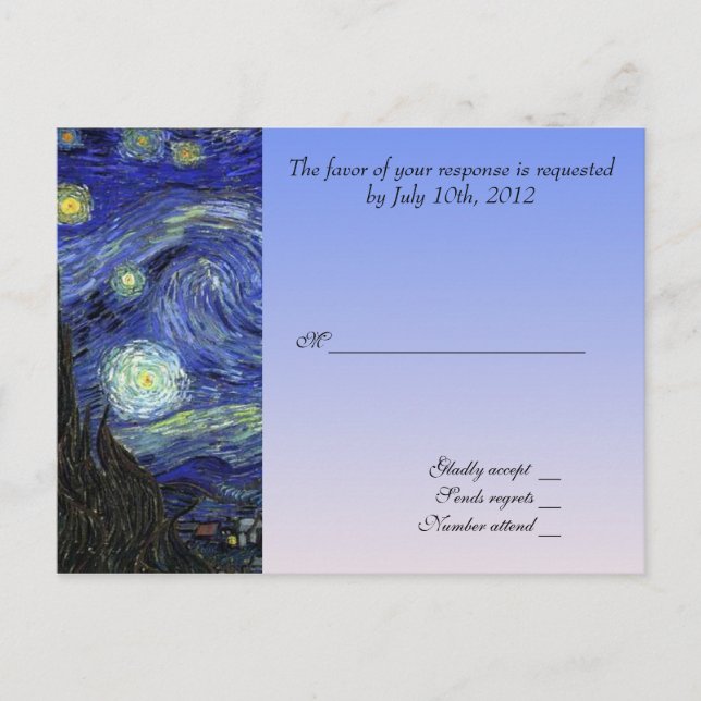 Postale carte d'acceptation de mariage, van gogh nuit étoi (Devant)