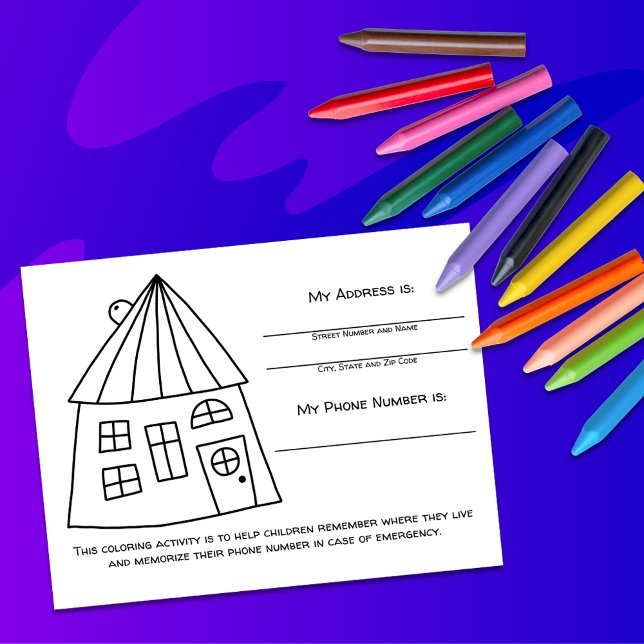 Postale Carte d'activité pour enfants avec informations d' (Créateur téléchargé)