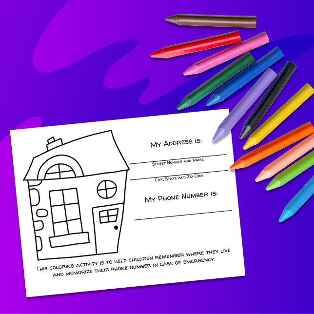 Postale Carte d'activité pour enfants avec informations d' (Créateur téléchargé)