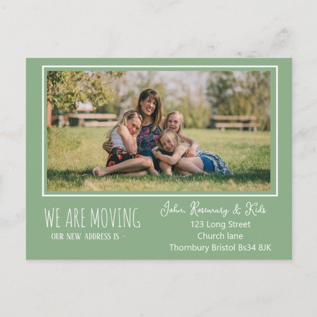 Postale Carte d'adresse Vert moderne simple (Devant)