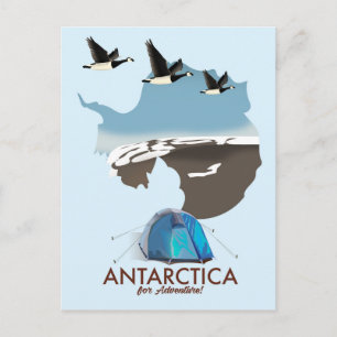 Postale Carte d'affiche de voyage d'aventure Antarctique.