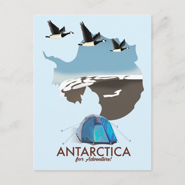 Postale Carte d'affiche de voyage d'aventure Antarctique. (Devant)