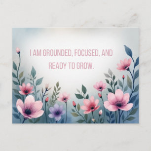 Postale Carte d'affirmation florale rose vibrant pour l'ép