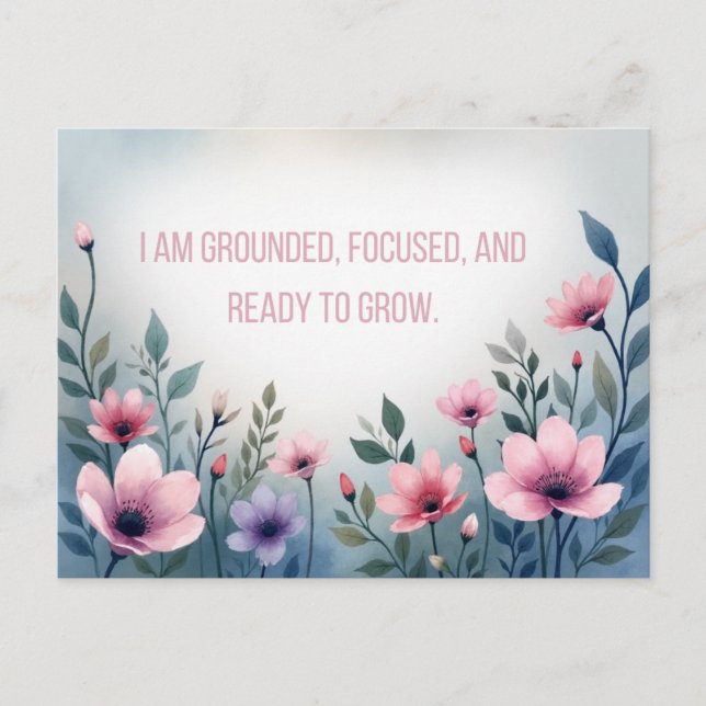 Postale Carte d'affirmation florale rose vibrant pour l'ép (Devant)