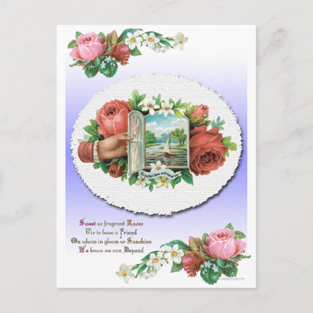 Postale Carte d'amitié florale Rose victorienne (Devant)