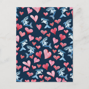 Postale Carte d'amoureux des requins