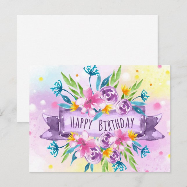 Postale Carte d'anniversaire ("Happy Birthday Floral Postcards")