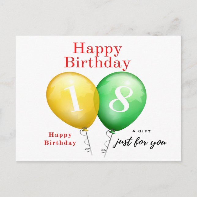 Postale Carte d'anniversaire 18e pour elle (Devant)