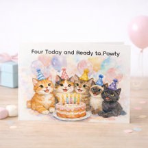 Carte d'anniversaire 4 ans pour filles Fête de cha
