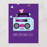 Carte d'anniversaire 80s Bright Music System Nom