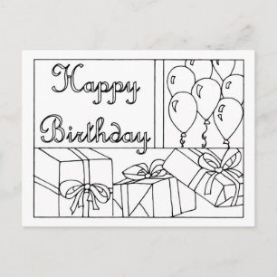 Postale Carte d'anniversaire à colorier