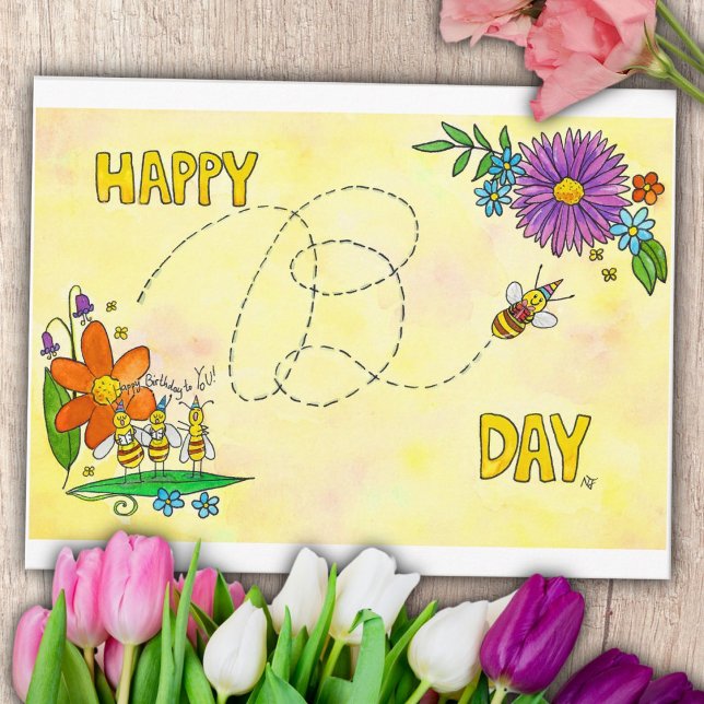 Postale Carte d'anniversaire Abeilles par Nicole Janes (Créateur téléchargé)