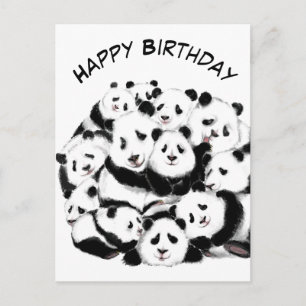 Postale Carte d'anniversaire amusant Famille Panda - Hug