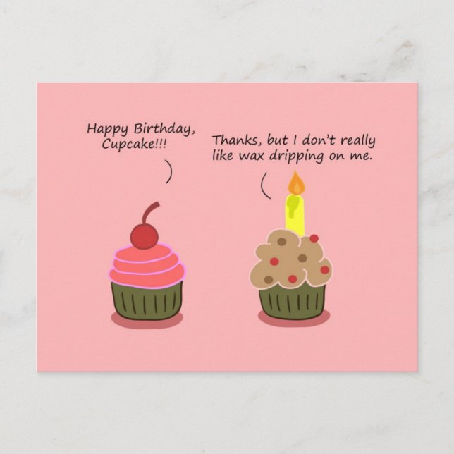 Postale Carte d'anniversaire amusante : Cupcake Candle Woe (Devant)