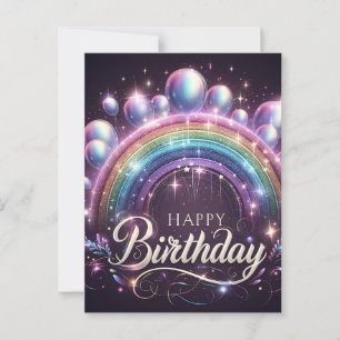 Postale Carte d'anniversaire Arc-en-ciel Coloré et Ballons