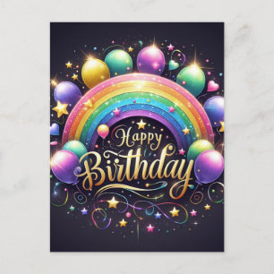 Postale Carte d'anniversaire - arc-en-ciel pailleté