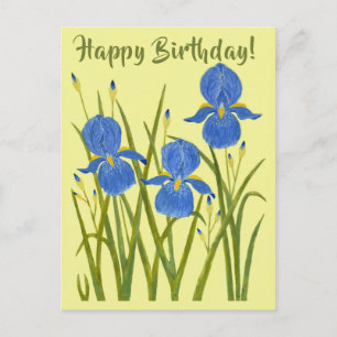 Postale Carte d'anniversaire aux fleurs d'Iris